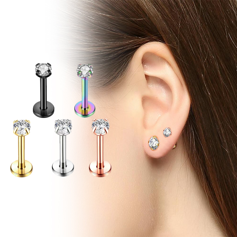 Body Jewelry Earrings - 16G Titanium Internally Threaded Flat Back