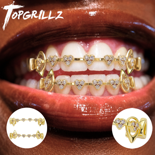 Body Jewelry Changing Kit - TOPGRILLZ Hollow Heart Fang Grillz Set