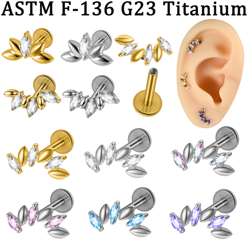 Body Jewelry Implants - 5-1PCs CZ 5/6 Marquise Lip Labret
