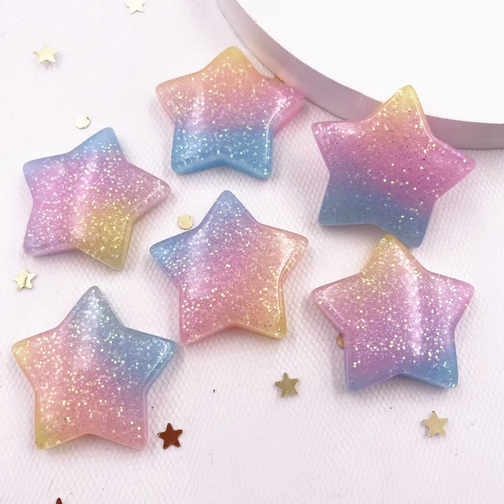Star Flat Back - 10PCS Glitter Kawaii Resin Colorful 25mm