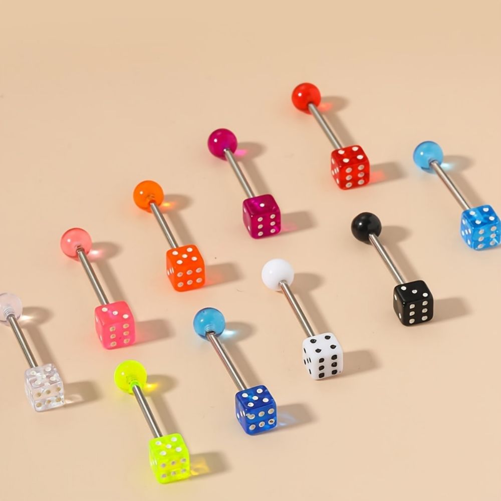 Body Jewelry Changing Kit - 10pcs Tongue Nails Set Multicolor Acrylic