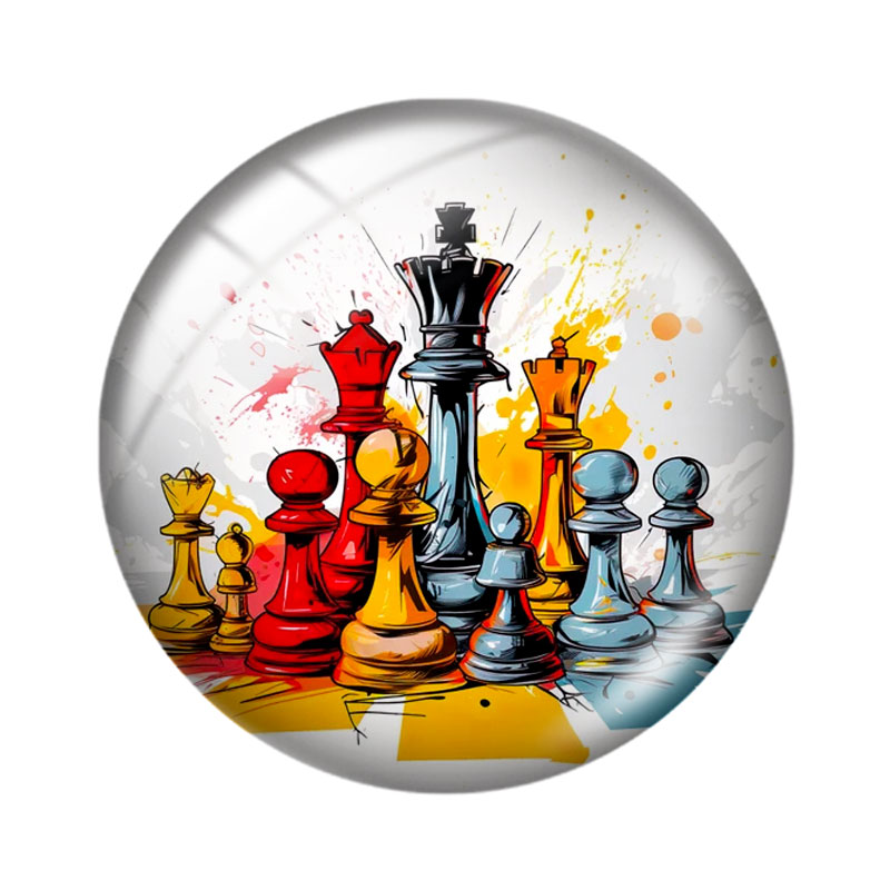 Body Jewelry Top - Watercolor Chess Game 12/18/20/25mm glass cabochon