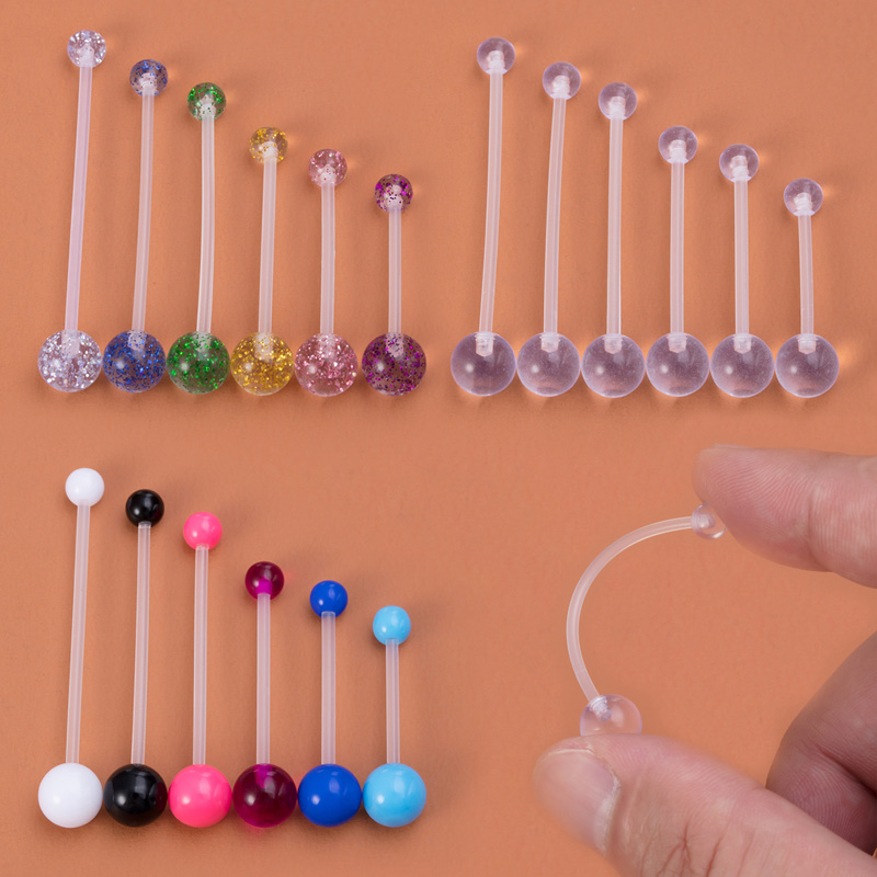 Body Jewelry Implants - 6pcs Flexible Navel Piercing Acrylic Belly
