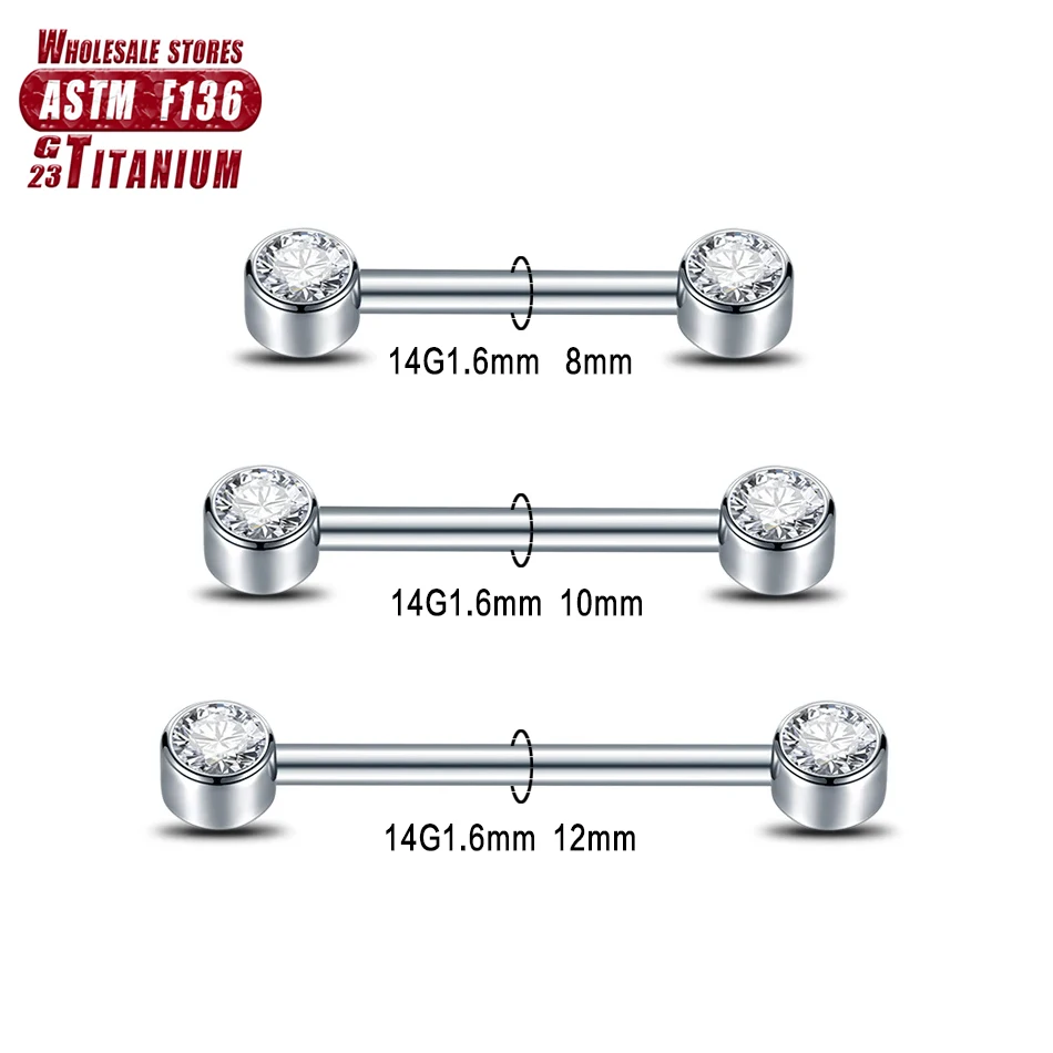 Body Jewelry Changing Kit - F136 Titanium 14G Zircon Nipple Barbell
