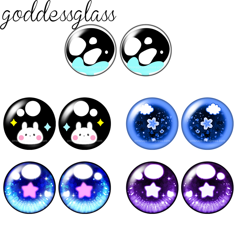 Star Flat Back - Glass Cartoon Doll Eyes Star Rabbit