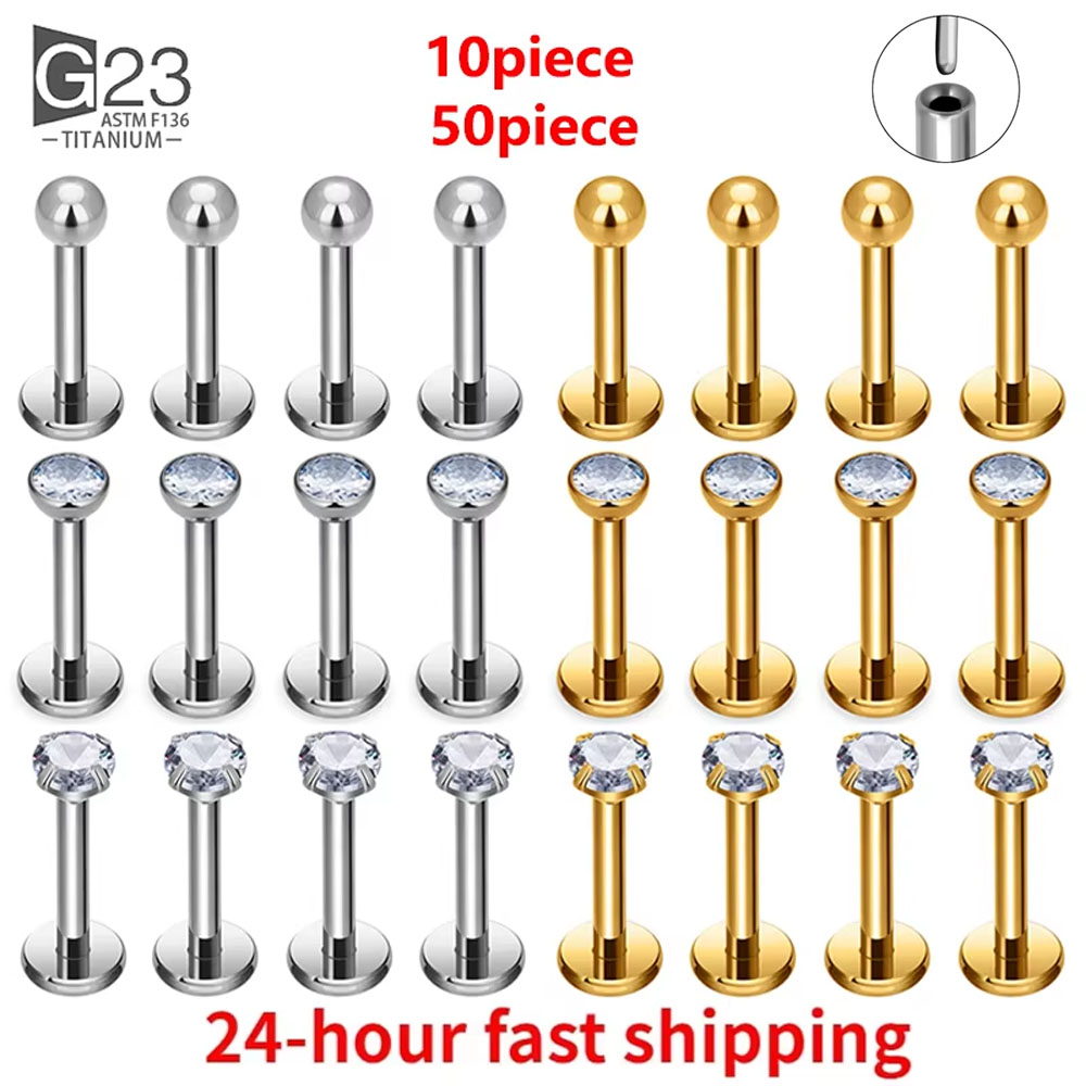 Body Jewelry Changing Kit - 10/50pcs 20/18/16g G23 Titanium Piercing CZ