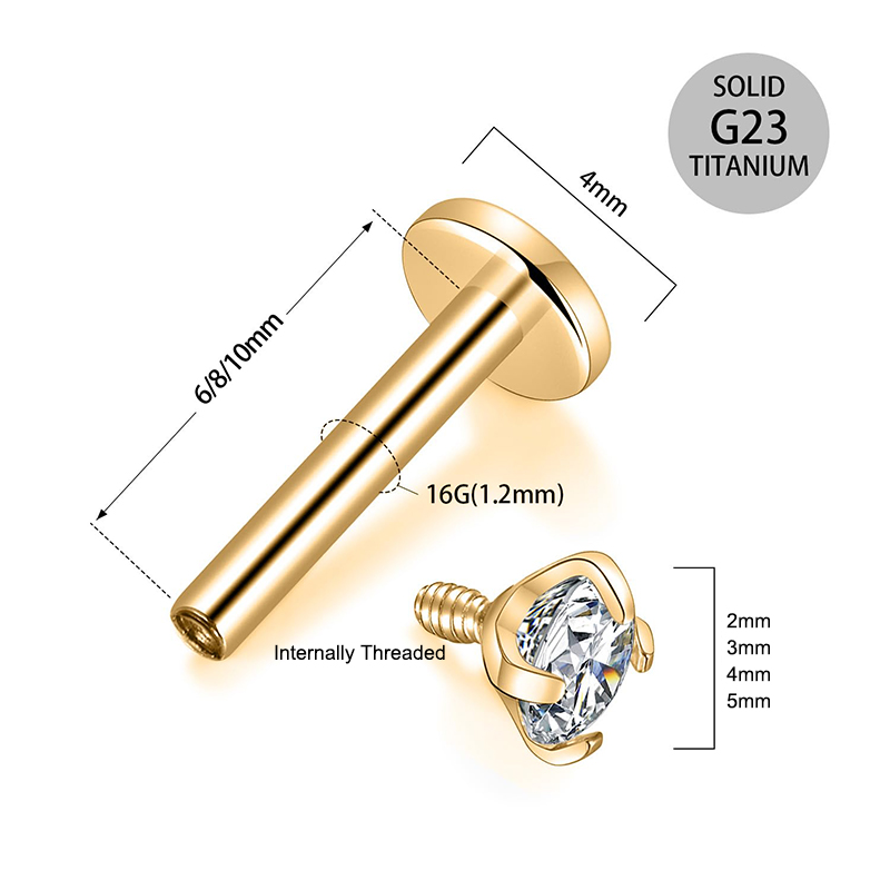 16G Titanium Internally Thread - огляд і ціна Body Jewelry Earrings