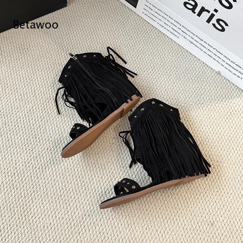Women Western Fringe Mid-Calf  - огляд і ціна Star Flat Back