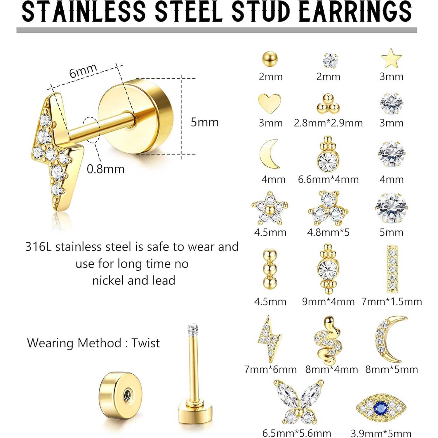 Bobisty 20PCS Flat Back Stud E - огляд і ціна Star Flat Back