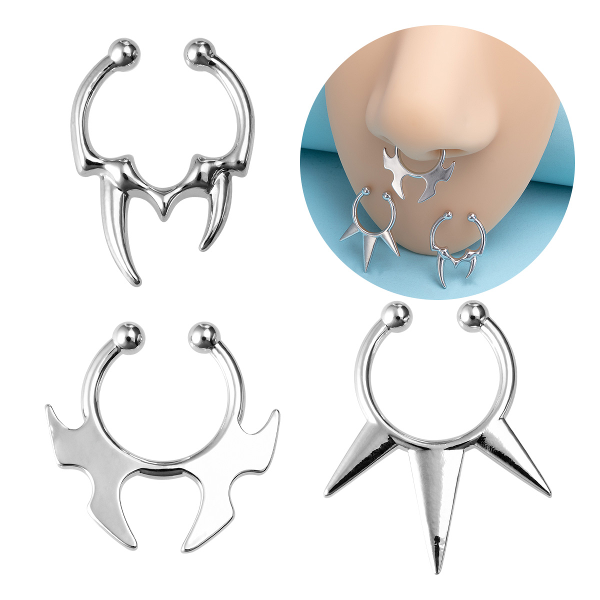 1-3pcs Fake Clip on Nose Rings - огляд і ціна Body Jewelry Implants