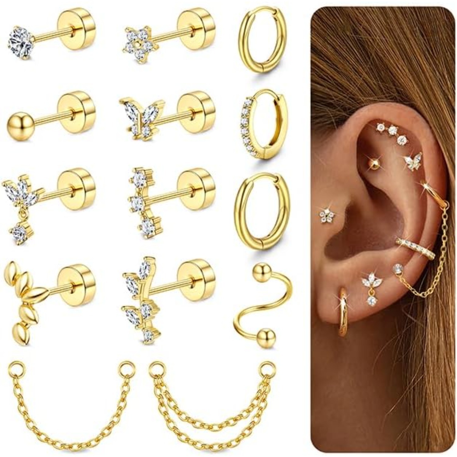 Bobisty Cartilage Earrings for - огляд і ціна Body Jewelry Changing Kit