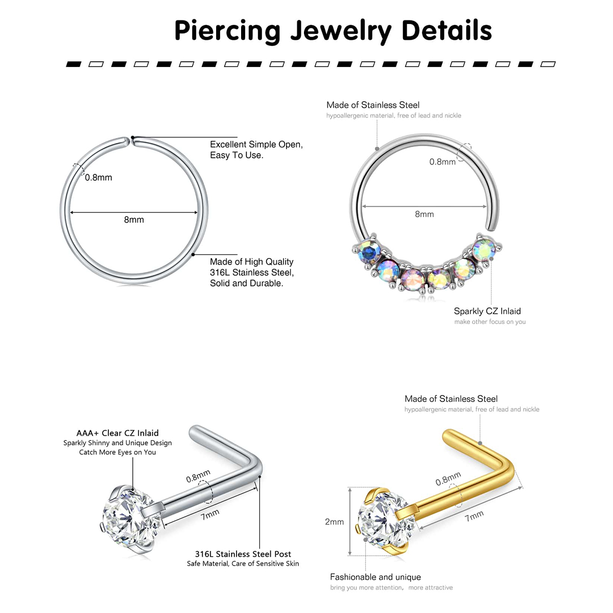 28Pcs/Set 20g Stainless Steel  - огляд і ціна Body Jewelry Changing Kit