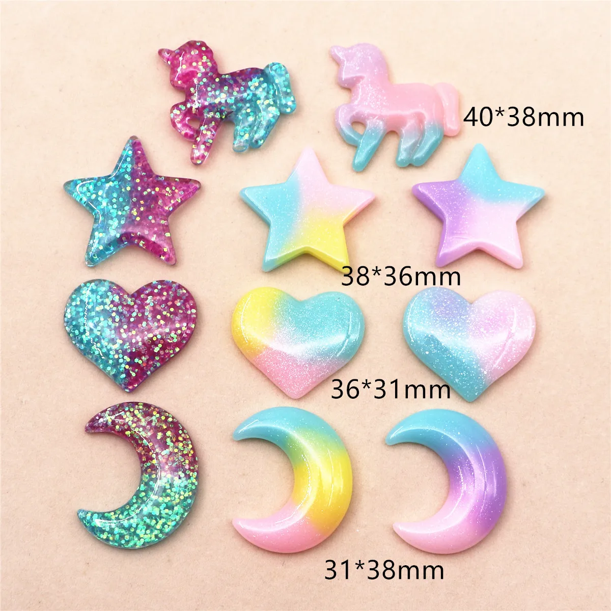 10pcs Adorable Resin Glitter F - огляд і ціна Star Flat Back